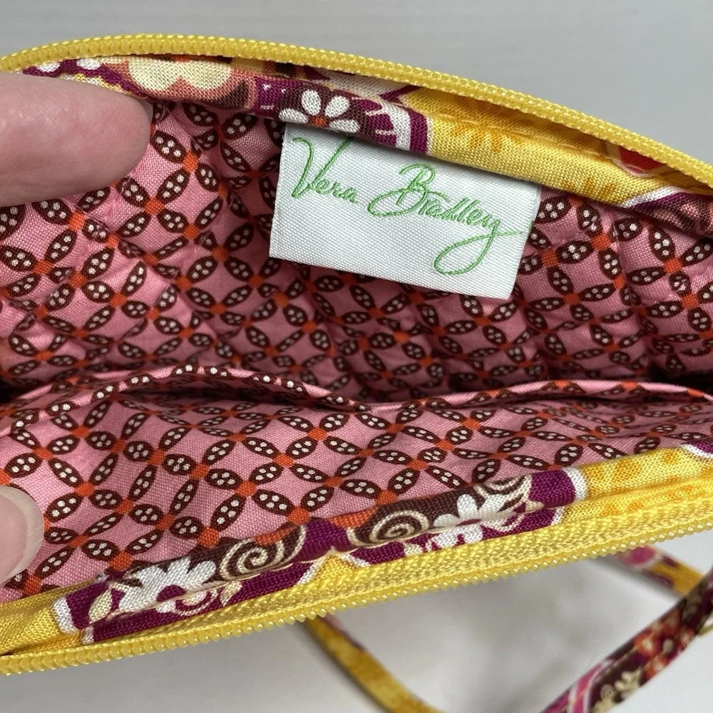 Vera Bradley Hipster In Floral Paisley  Yellow Pink Crossbody Bag.  Hardly Used